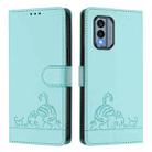 For Nokia X30 5G Cat Rat Embossed RFID Leather Phone Case with Lanyard(Mint Green) - 2