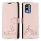 For Nokia X30 5G Cat Rat Embossed RFID Leather Phone Case with Lanyard(Pink) - 2