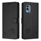 For Nokia X30 5G Cat Rat Embossed RFID Leather Phone Case with Lanyard(Black) - 2