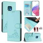For Nokia XR20 Cat Rat Embossed RFID Leather Phone Case with Lanyard(Mint Green) - 1