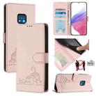 For Nokia XR20 Cat Rat Embossed RFID Leather Phone Case with Lanyard(Pink) - 1