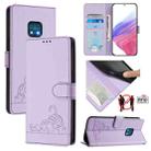 For Nokia XR20 Cat Rat Embossed RFID Leather Phone Case with Lanyard(Purple) - 1