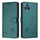 For T-Mobile REVVL 6 / 6x 5G Cat Rat Embossed RFID Leather Phone Case with Lanyard(Peacock Green) - 2