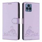 For T-Mobile REVVL 6 / 6x 5G Cat Rat Embossed RFID Leather Phone Case with Lanyard(Purple) - 2