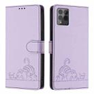 For T-Mobile REVVL 6 Pro / 6x Pro Cat Rat Embossed RFID Leather Phone Case with Lanyard(Purple) - 2