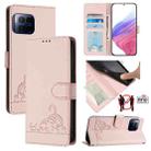 For T-Mobile REVVL 7 Pro 5G Cat Rat Embossed RFID Leather Phone Case with Lanyard(Pink) - 1