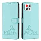 For T-Mobile REVVL 7 5G Cat Rat Embossed RFID Leather Phone Case with Lanyard(Mint Green) - 2