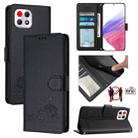 For T-Mobile REVVL 7 5G Cat Rat Embossed RFID Leather Phone Case with Lanyard(Black) - 1