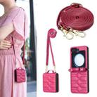 For Samsung Galaxy Z Flip5 V-shaped Crossbody Lanyard Leather Phone Case(Rose Red) - 1