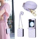 For Samsung Galaxy Z Flip5 V-shaped Crossbody Lanyard Leather Phone Case(Purple) - 1