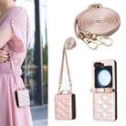 For Samsung Galaxy Z Flip5 V-shaped Crossbody Lanyard Leather Phone Case(Rose Gold) - 1