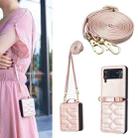 For Samsung Galaxy Z Flip4 V-shaped Crossbody Lanyard Leather Phone Case(Rose Gold) - 1