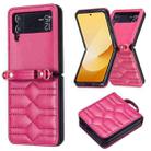 For Samsung Galaxy Z Flip3 V-shaped Crossbody Lanyard Leather Phone Case(Rose Red) - 2