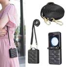 For Samsung Galaxy Z Flip7 V-shaped Crossbody Lanyard Leather Phone Case(Black) - 1
