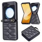For Samsung Galaxy Z Flip7 V-shaped Crossbody Lanyard Leather Phone Case(Black) - 2
