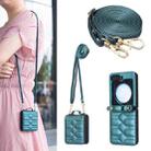 For Samsung Galaxy Z Flip7 V-shaped Crossbody Lanyard Leather Phone Case(Green) - 1