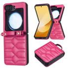 For Samsung Galaxy Z Flip7 V-shaped Crossbody Lanyard Leather Phone Case(Rose Red) - 2