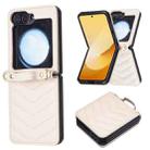 For Samsung Galaxy Z Flip5 Wave-shaped Crossbody Lanyard Leather Phone Case(Beige) - 2