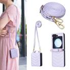 For Samsung Galaxy Z Flip5 Wave-shaped Crossbody Lanyard Leather Phone Case(Purple) - 1