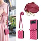 For Samsung Galaxy Z Flip4 Wave-shaped Crossbody Lanyard Leather Phone Case(Rose Red) - 1