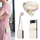 For Samsung Galaxy Z Flip4 Wave-shaped Crossbody Lanyard Leather Phone Case(Beige) - 1