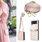 For Samsung Galaxy Z Flip4 Wave-shaped Crossbody Lanyard Leather Phone Case(Rose Gold) - 1