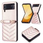 For Samsung Galaxy Z Flip4 Wave-shaped Crossbody Lanyard Leather Phone Case(Rose Gold) - 2