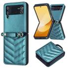 For Samsung Galaxy Z Flip3 Wave-shaped Crossbody Lanyard Leather Phone Case(Green) - 2