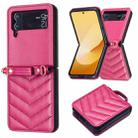 For Samsung Galaxy Z Flip3 Wave-shaped Crossbody Lanyard Leather Phone Case(Rose Red) - 2