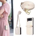 For Samsung Galaxy Z Flip3 Wave-shaped Crossbody Lanyard Leather Phone Case(Beige) - 1