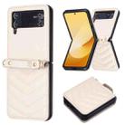 For Samsung Galaxy Z Flip3 Wave-shaped Crossbody Lanyard Leather Phone Case(Beige) - 2