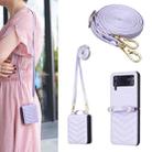 For Samsung Galaxy Z Flip3 Wave-shaped Crossbody Lanyard Leather Phone Case(Purple) - 1