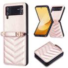 For Samsung Galaxy Z Flip3 Wave-shaped Crossbody Lanyard Leather Phone Case(Rose Gold) - 2