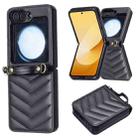 For Samsung Galaxy Z Flip7 Wave-shaped Crossbody Lanyard Leather Phone Case(Black) - 2
