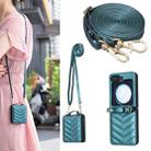 For Samsung Galaxy Z Flip7 Wave-shaped Crossbody Lanyard Leather Phone Case(Green) - 1