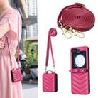 For Samsung Galaxy Z Flip7 Wave-shaped Crossbody Lanyard Leather Phone Case(Rose Red) - 1