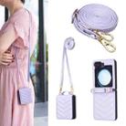 For Samsung Galaxy Z Flip7 Wave-shaped Crossbody Lanyard Leather Phone Case(Purple) - 1
