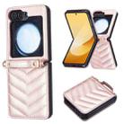 For Samsung Galaxy Z Flip7 Wave-shaped Crossbody Lanyard Leather Phone Case(Rose Gold) - 2