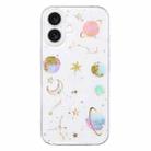 For iPhone 16 Plus Cosmic Star Glitter Epoxy TPU Phone Case(Transparent Pink) - 1