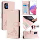 For UMIDIGI Bison X20 Cat Rat Embossed RFID Leather Phone Case with Lanyard(Pink) - 1