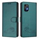 For UMIDIGI Bison X20 Cat Rat Embossed RFID Leather Phone Case with Lanyard(Peacock Green) - 2