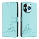 For UMIDIGI A15 / A15C / A15T Cat Rat Embossed RFID Leather Phone Case with Lanyard(Mint Green) - 2