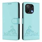 For UMIDIGI Note 90 Cat Rat Embossed RFID Leather Phone Case with Lanyard(Mint Green) - 2