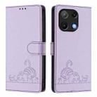 For UMIDIGI Note 90 Cat Rat Embossed RFID Leather Phone Case with Lanyard(Purple) - 2