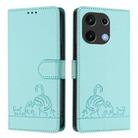 For UMIDIGI Note 100 Cat Rat Embossed RFID Leather Phone Case with Lanyard(Mint Green) - 2