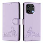 For UMIDIGI Note 100 Cat Rat Embossed RFID Leather Phone Case with Lanyard(Purple) - 2