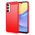 For Samsung Galaxy A56 5G Carbon Fiber Brushed Texture TPU Phone Case(Red) - 1