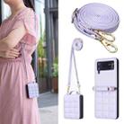 For Samsung Galaxy Z Flip4 Square-shaped Crossbody Lanyard Leather Phone Case(Purple) - 1