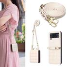 For Samsung Galaxy Z Flip3 Square-shaped Crossbody Lanyard Leather Phone Case(Beige) - 1