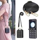 For Samsung Galaxy Z Flip7 Square-shaped Crossbody Lanyard Leather Phone Case(Black) - 1